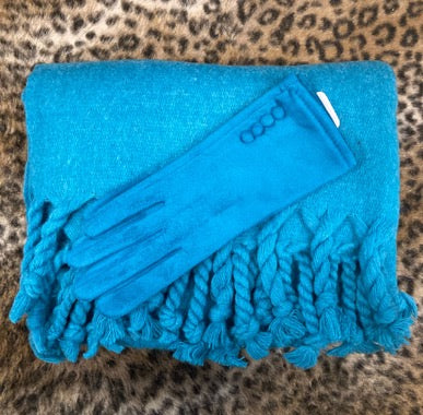 Handschoenen en sjaal - aqua blauw